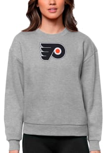 Antigua Philadelphia Flyers Womens Grey Heather Full Front Victory Crew Sweatshirt