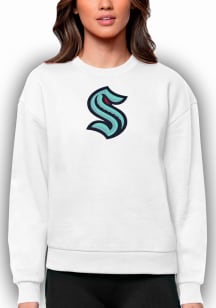 Antigua Seattle Kraken Womens White Full Front Victory Crew Sweatshirt