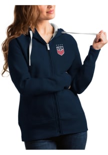 Antigua USWNT Womens Navy Blue Victory Long Sleeve Full Zip Jacket