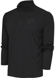 Antigua Detroit Lions Mens Grey Tonal Logo Tribute Long Sleeve Qtr Zip Pullover