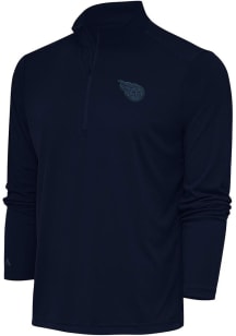 Antigua Tennessee Titans Mens Navy Blue Tonal Logo Tribute Long Sleeve Qtr Zip Pullover