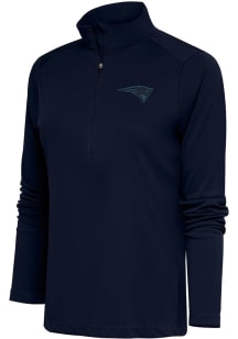 Antigua New England Patriots Womens Navy Blue Tonal Logo Tribute Qtr Zip Pullover