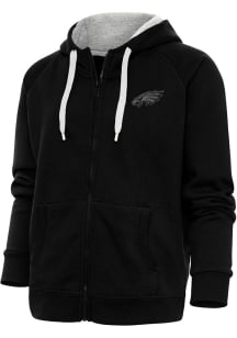 Antigua Philadelphia Eagles Womens Black Tonal Logo Victory Long Sleeve Full Zip Jacket