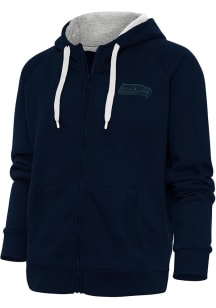 Antigua Seattle Seahawks Womens Navy Blue Tonal Logo Victory Long Sleeve Full Zip Jacket
