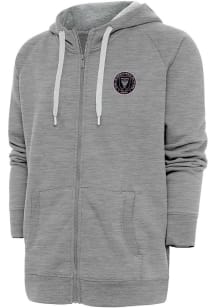 Antigua Inter Miami CF Mens Grey Victory Long Sleeve Full Zip Jacket