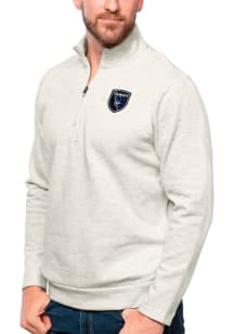 Antigua San Jose Earthquakes Mens Oatmeal Gambit Long Sleeve Qtr Zip Pullover