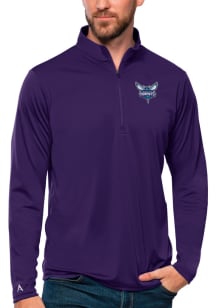 Antigua Charlotte Hornets Mens Purple Tribute Long Sleeve Qtr Zip Pullover