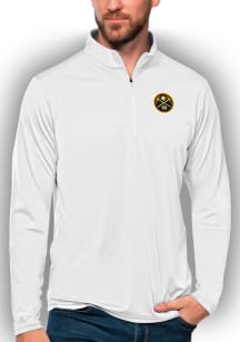 Antigua Denver Nuggets Mens White Tribute Long Sleeve Qtr Zip Pullover