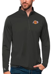 Antigua Los Angeles Lakers Mens Grey Tribute Long Sleeve Qtr Zip Pullover
