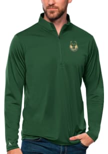 Antigua Milwaukee Bucks Mens Green Tribute Long Sleeve Qtr Zip Pullover