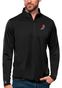 Antigua Portland Trail Blazers Mens Black Tribute Long Sleeve Qtr Zip Pullover