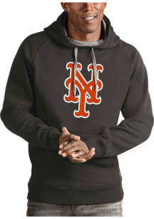 Antigua New York Mets Mens Charcoal Full Front Victory Long Sleeve Hoodie