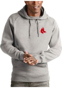 Antigua Boston Red Sox Mens Grey Victory Long Sleeve Hoodie