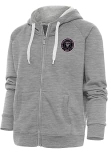 Antigua Inter Miami CF Womens Grey Victory Long Sleeve Full Zip Jacket