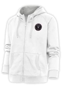 Antigua Inter Miami CF Womens White Victory Long Sleeve Full Zip Jacket
