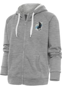 Antigua Minnesota United FC Womens Grey Victory Long Sleeve Full Zip Jacket