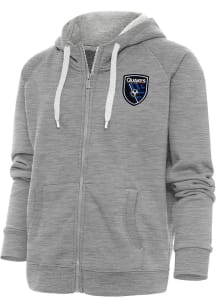 Antigua San Jose Earthquakes Womens Grey Victory Long Sleeve Full Zip Jacket