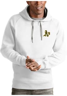 Antigua Oakland Athletics Mens White Victory Long Sleeve Hoodie