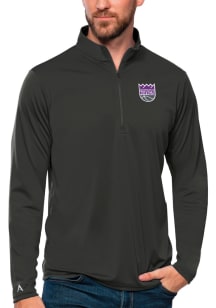 Antigua Sacramento Kings Mens Grey Tribute Long Sleeve Qtr Zip Pullover