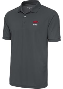 Antigua Arkansas Razorbacks Grey Dad Legacy Pique Big and Tall Polo