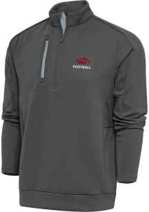 Antigua Arkansas Razorbacks Mens Anthracite Football Generation Long Sleeve Qtr Zip Pullover