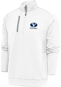 Antigua BYU Cougars Mens White Volleyball Generation Long Sleeve Qtr Zip Pullover