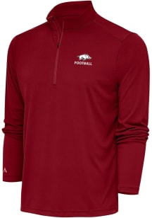 Antigua Arkansas Razorbacks Mens Red Football Tribute Long Sleeve Qtr Zip Pullover