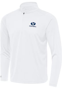 Antigua BYU Cougars Mens White Football Tribute Long Sleeve Qtr Zip Pullover