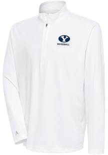 Antigua BYU Cougars Mens White Baseball Tribute Long Sleeve Qtr Zip Pullover