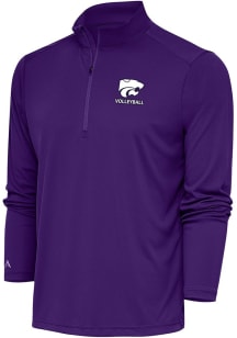 Antigua K-State Wildcats Mens Purple Volleyball Tribute Long Sleeve Qtr Zip Pullover