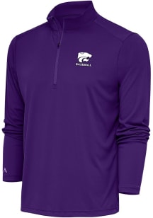 Antigua K-State Wildcats Mens Purple Baseball Tribute Long Sleeve Qtr Zip Pullover