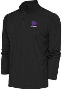 Antigua K-State Wildcats Mens Grey Baseball Tribute Long Sleeve Qtr Zip Pullover