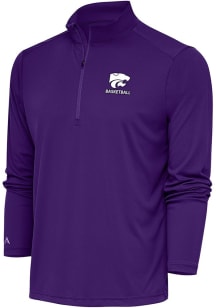 Antigua K-State Wildcats Mens Purple Basketball Tribute Long Sleeve Qtr Zip Pullover