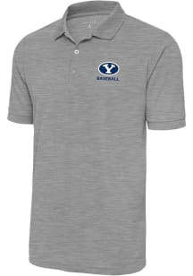 Antigua BYU Cougars Mens Grey Baseball Legacy Pique Short Sleeve Polo