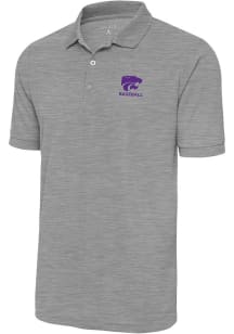 Antigua K-State Wildcats Mens Grey Baseball Legacy Pique Short Sleeve Polo