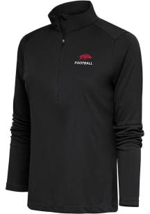 Antigua Arkansas Razorbacks Womens Grey Football Tribute Qtr Zip Pullover