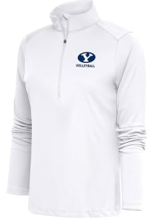 Antigua BYU Cougars Womens White Volleyball Tribute Qtr Zip Pullover