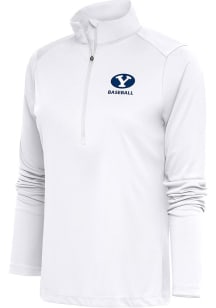 Antigua BYU Cougars Womens White Baseball Tribute Qtr Zip Pullover