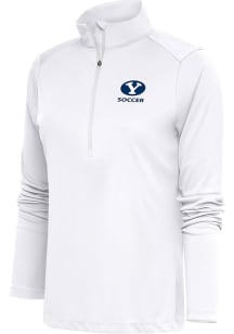 Antigua BYU Cougars Womens White Soccer Tribute Qtr Zip Pullover