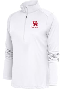 Antigua Houston Cougars Womens White Volleyball Tribute Qtr Zip Pullover