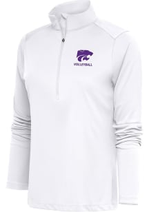 Antigua K-State Wildcats Womens White Volleyball Tribute Qtr Zip Pullover