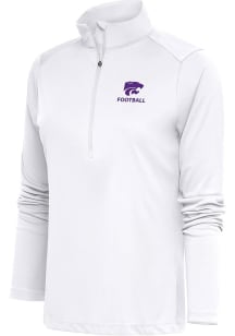 Antigua K-State Wildcats Womens White Football Tribute Qtr Zip Pullover