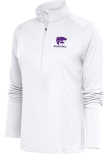 Antigua K-State Wildcats Womens White Basketball Tribute Qtr Zip Pullover