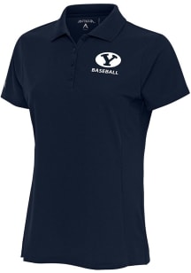 Antigua BYU Cougars Womens Navy Blue Baseball Legacy Pique Short Sleeve Polo Shirt