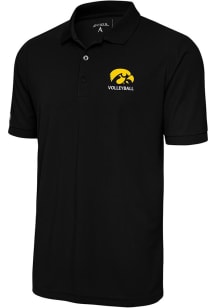 Antigua Iowa Hawkeyes Black Volleyball Legacy Pique Big and Tall Polo