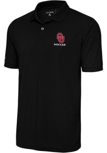 Antigua Oklahoma Sooners Black Soccer Legacy Pique Big and Tall Polo