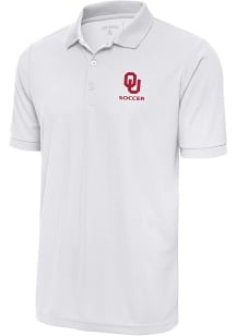 Antigua Oklahoma Sooners White Soccer Legacy Pique Big and Tall Polo