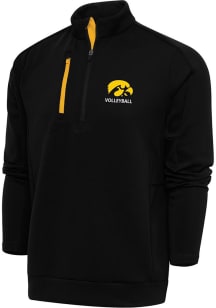Antigua Iowa Hawkeyes Mens Black Volleyball Generation Long Sleeve Qtr Zip Pullover