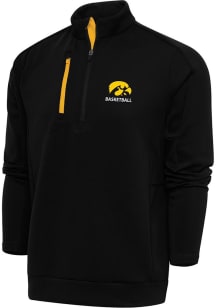 Antigua Iowa Hawkeyes Mens Black Basketball Generation Long Sleeve Qtr Zip Pullover