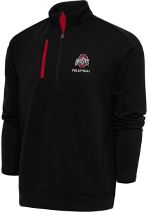 Antigua Ohio State Buckeyes Mens Black Volleyball Generation Long Sleeve Qtr Zip Pullover